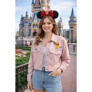 VTG Disney Store Embroidered Winnie the Pooh and Friends Cropped Jacket Sz MED